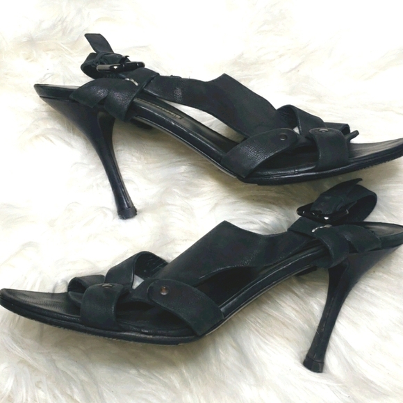 Vera Wang Lavender Label Heeled Black Leather 9 - Picture 11 of 11